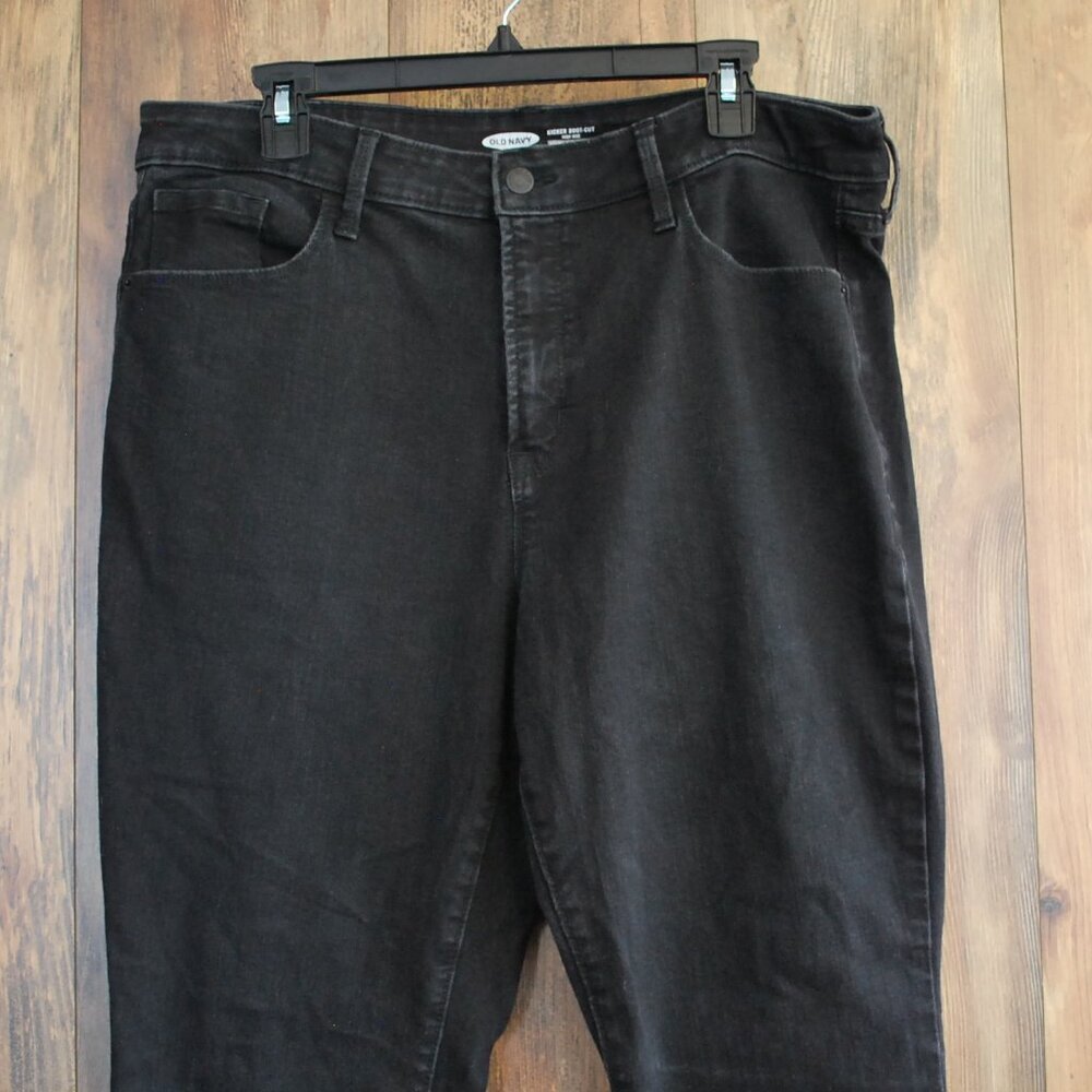 Old Navy Women's Black Kicker Boot Cut High Rise Slim Pocket Jeans 16